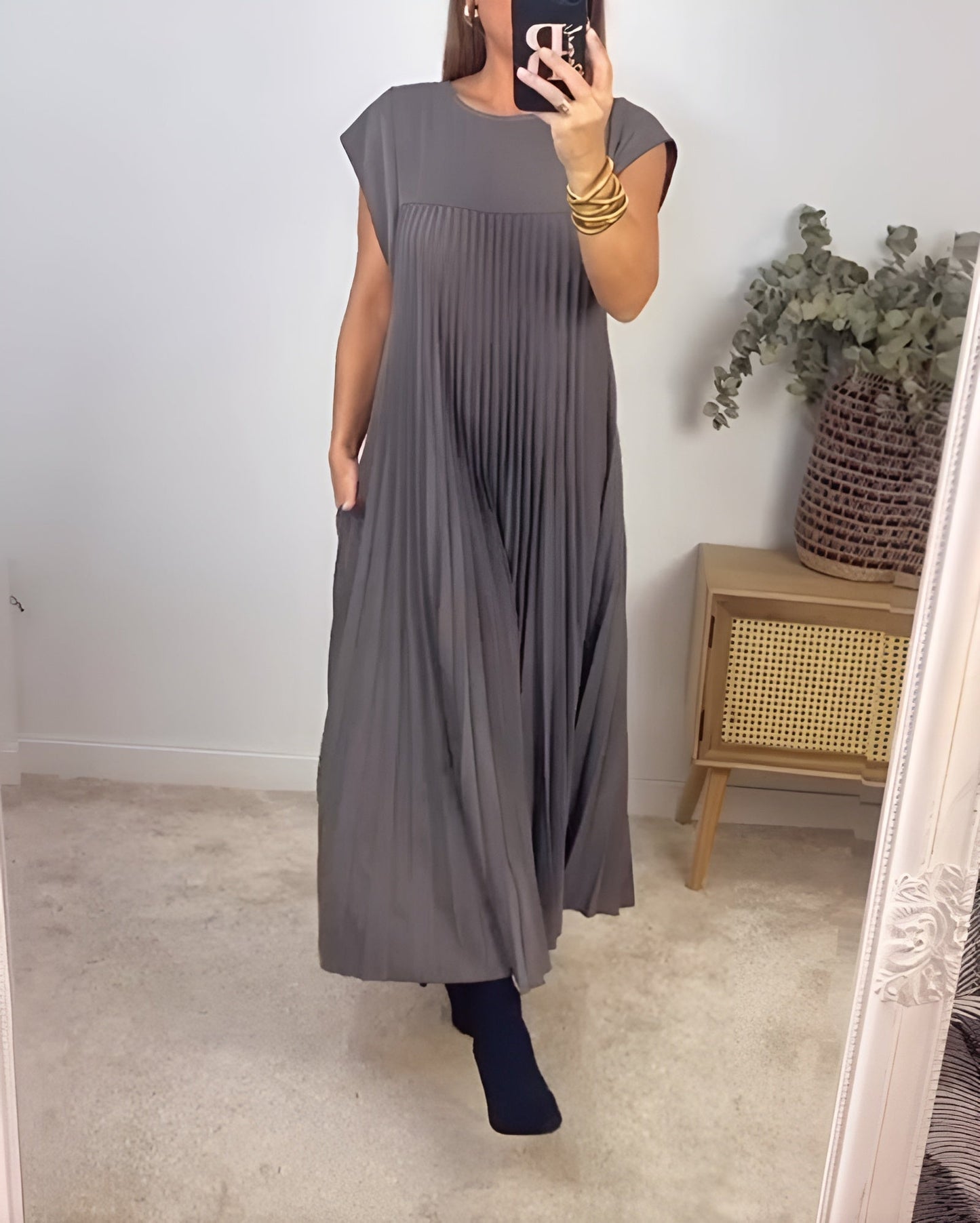 Elegant Flowy Pleated Summer Dress