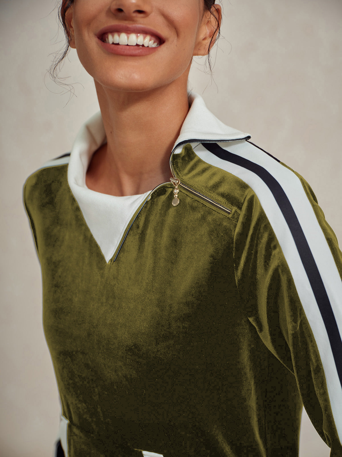 Soft Plush Long Sleeve Off Center Sweatshirt