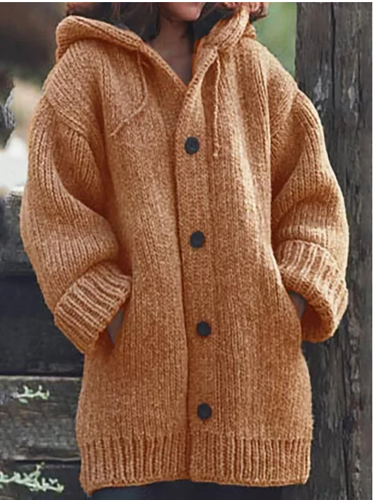 Warm Women's Layered Cardigan with Hood