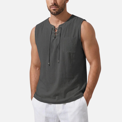 Men’s Sleeveless Tank Top Lace-Up