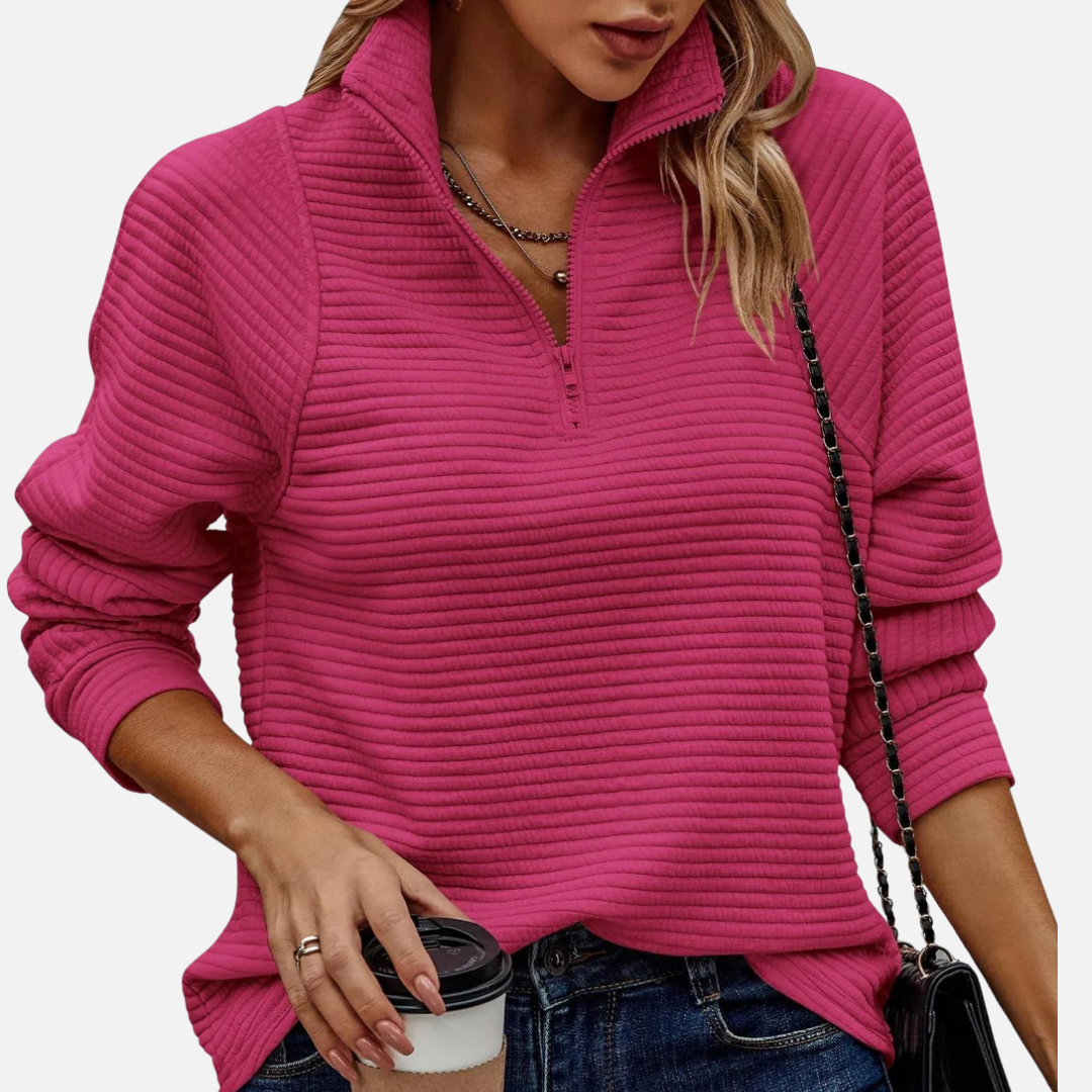 Eliana | Women's Ribbed Quarter-Zip Sweater