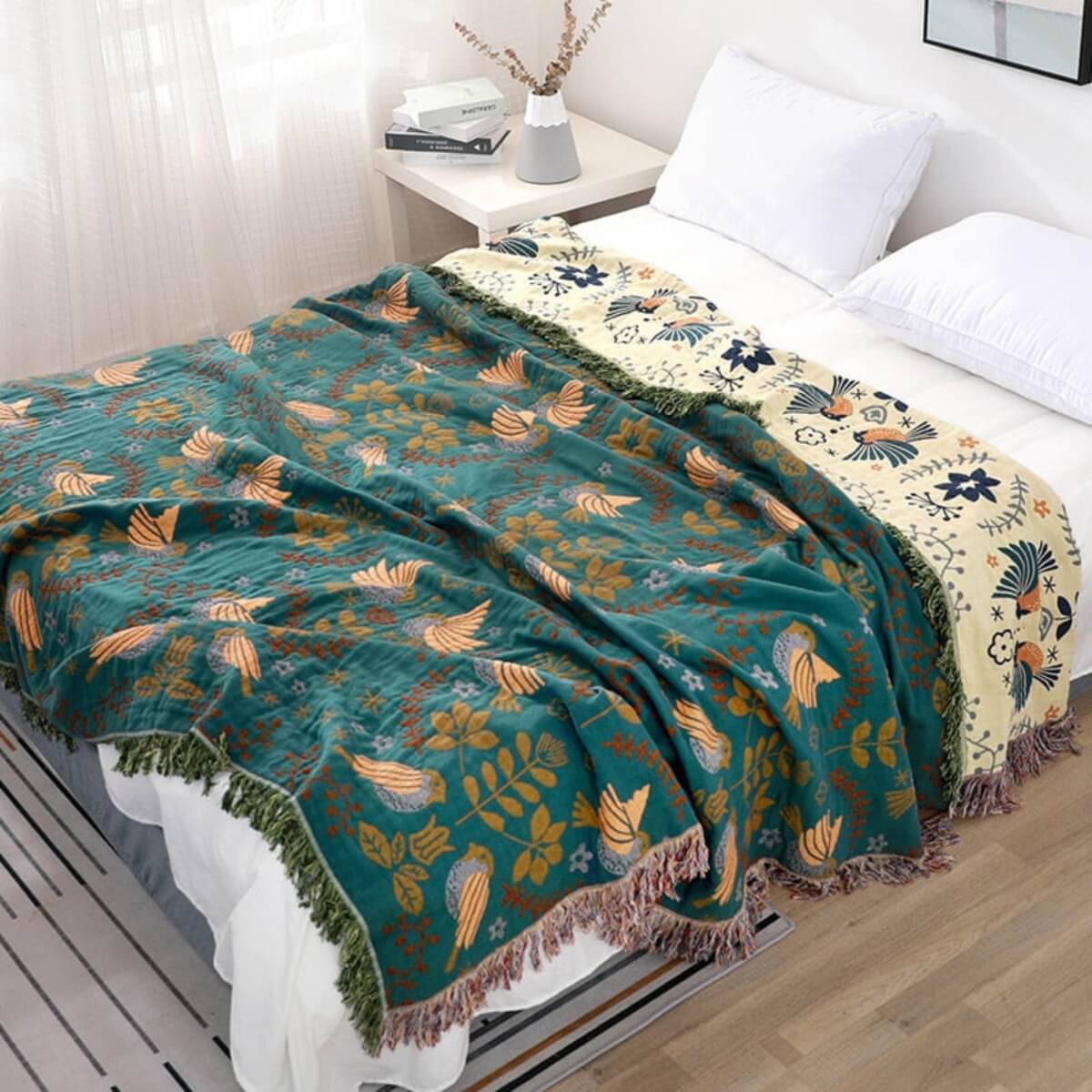 Soft Plush Reversible Bird Blanket – Warm and Cozy - Luxivelle