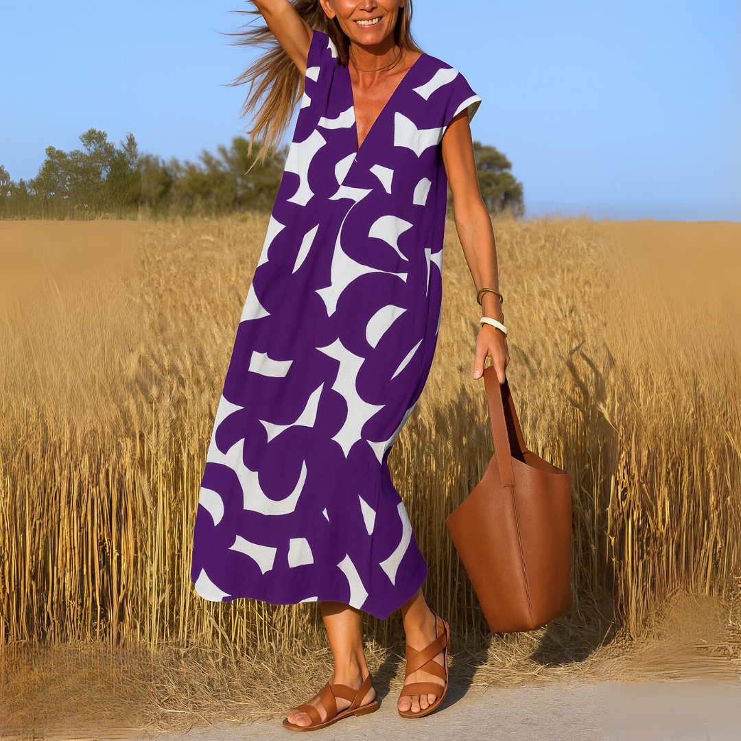 Elegant V Neckline Summer Dress