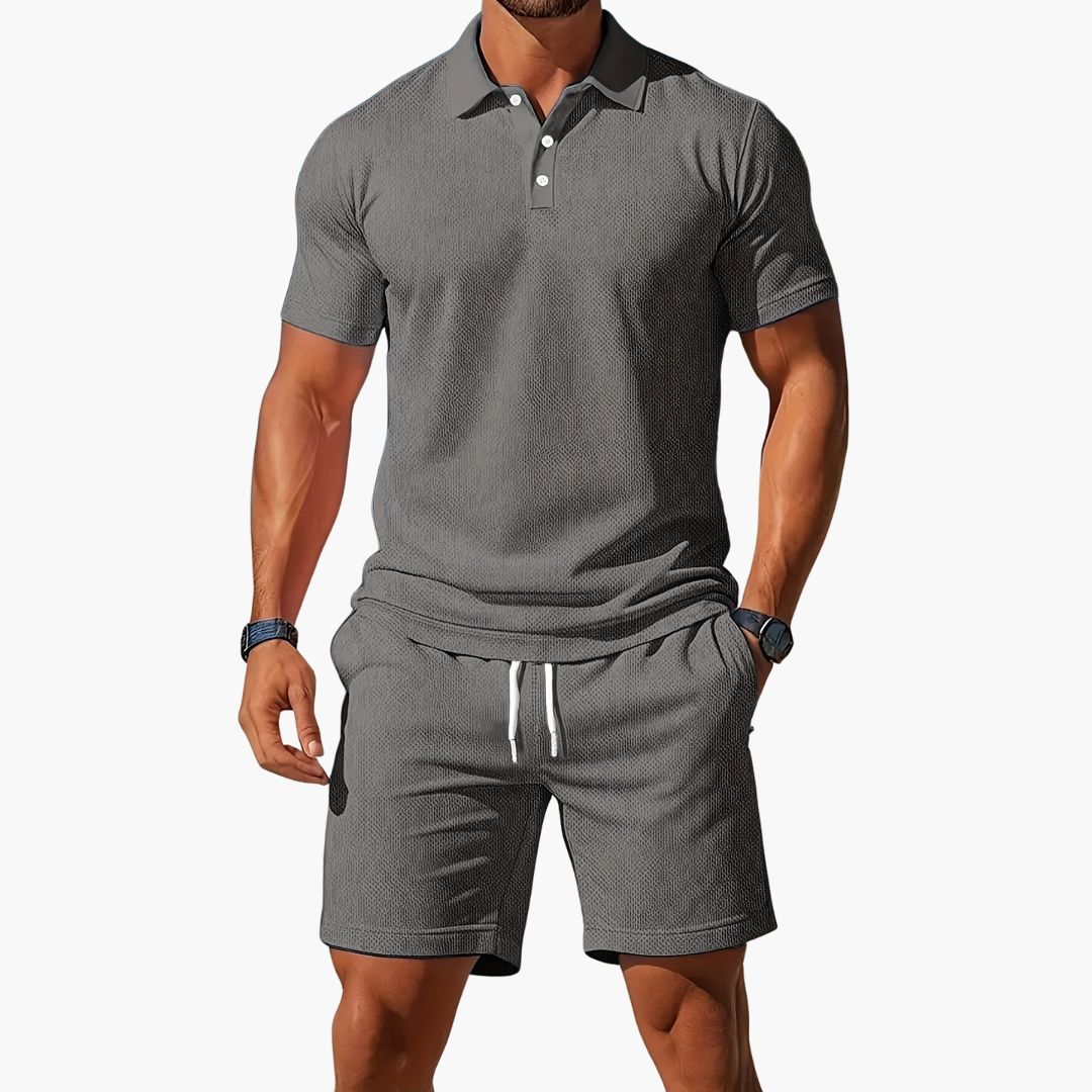 Men's Classic Cotton Polo Shirt and Shorts Set