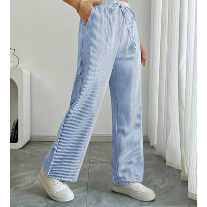 Casual Stripe Pants With Pockets