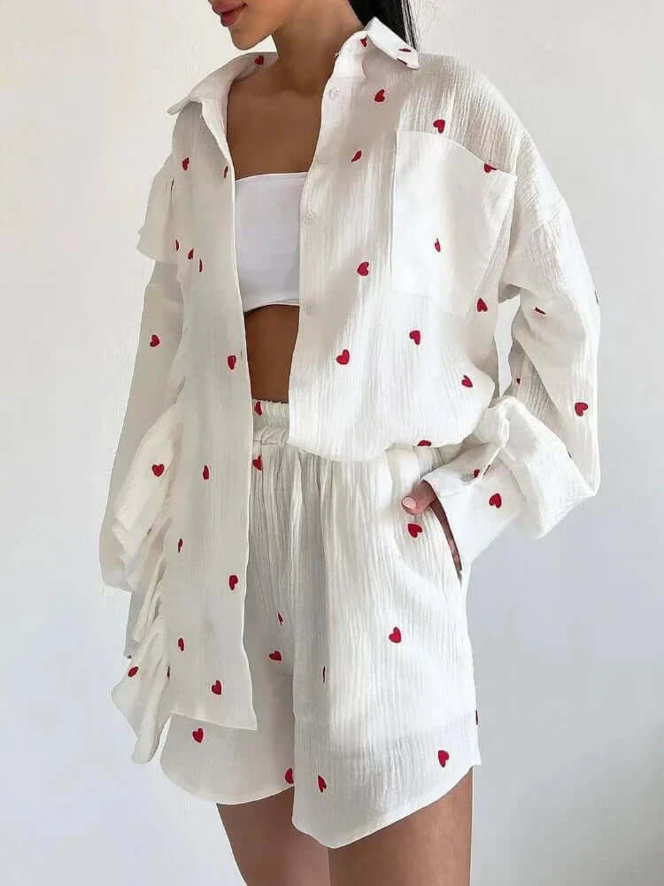Ladies Floral Crop Top and Shorts Outfit Set