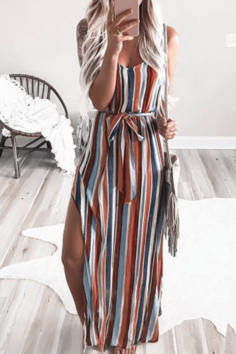 Classic Waist Belted Midi Dress - Luxivelle