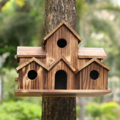 Rustic Wooden Bird House for Outdoor Garden Decor