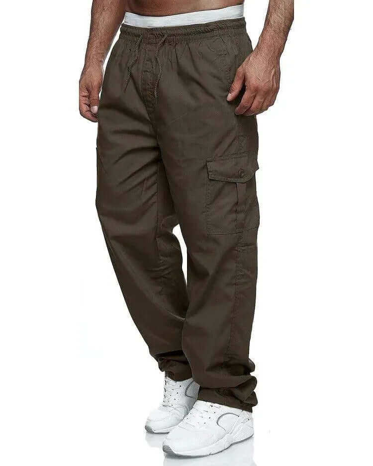 Relaxed Fit Casual Cargo Pants with Stretch Waist