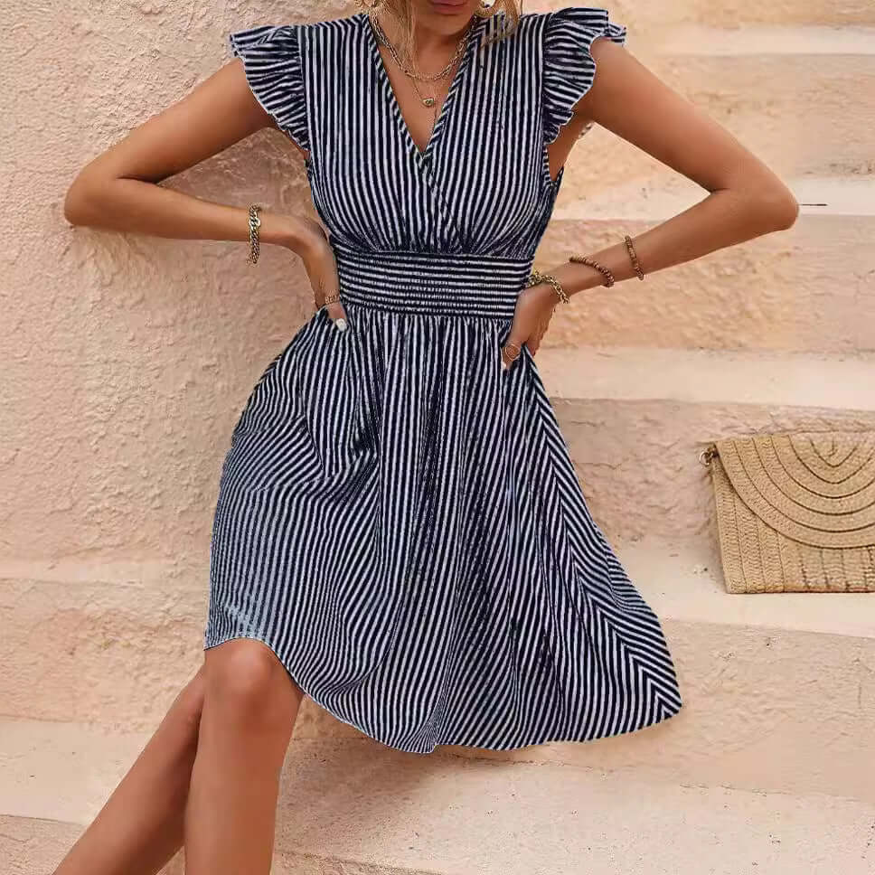 Classic Patterned Knee Length Dress