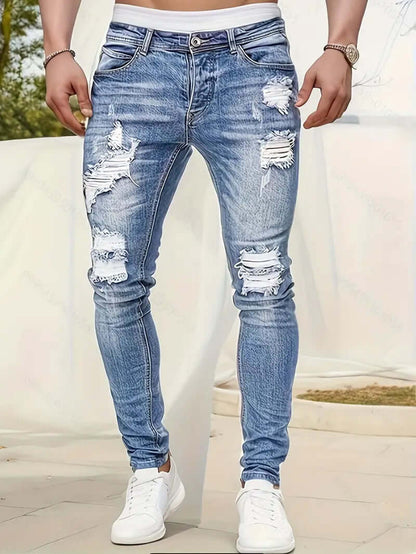 Trendy Distressed Slim Fit Jeans - Luxivelle