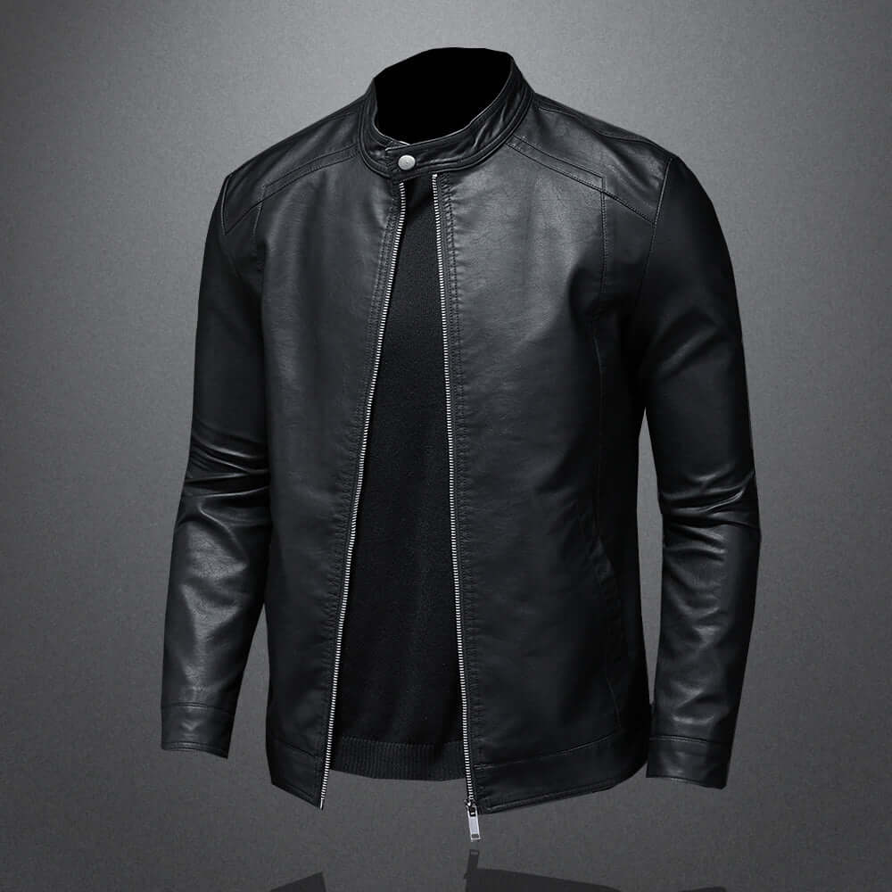 Vintage Look PU Leather Motorcycle Jacket for Men - Luxivelle