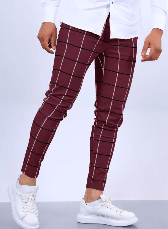 Relaxed Fit Plaid Trousers for Men