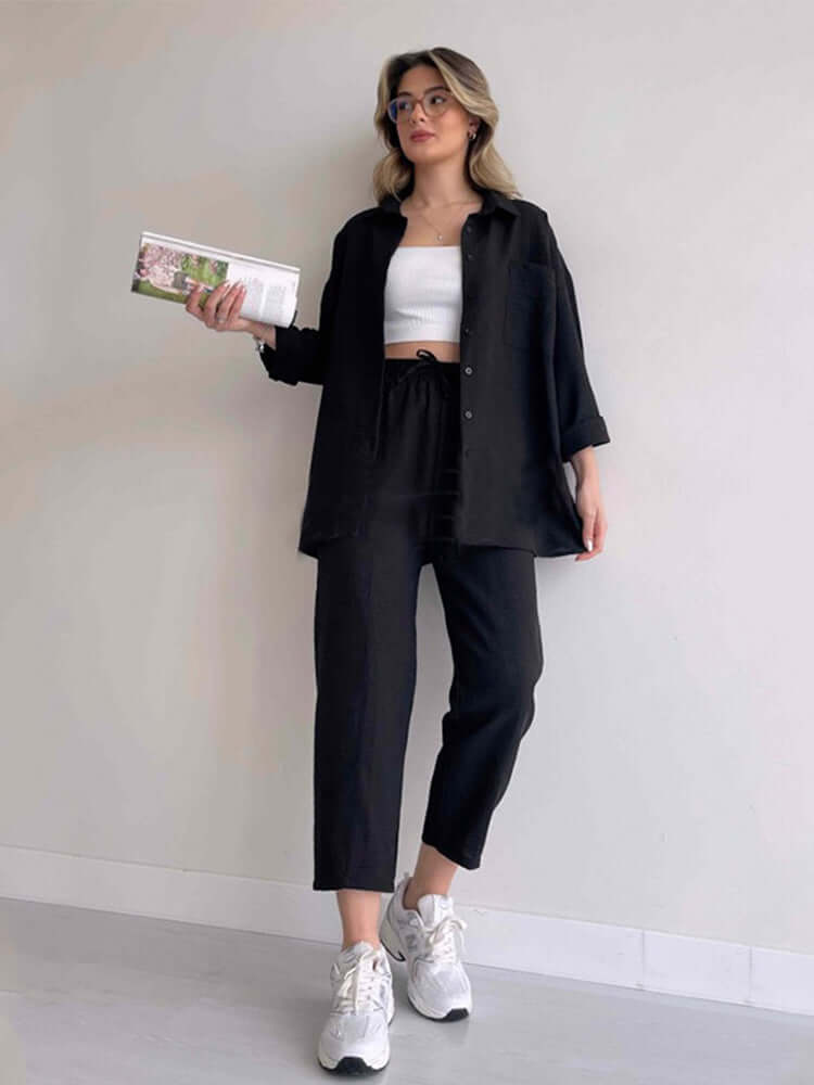 Relaxed Fit Women's Shirt and Loose Pants Set