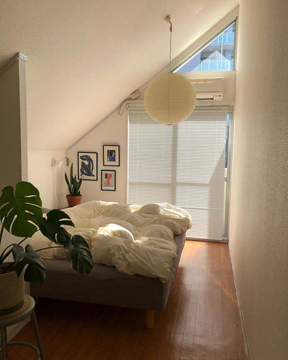 Simple White Cotton Shade Pendant Light with Metal Frame