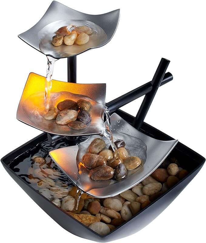 Indoor Desk Water Fountain with LED Light - Luxivelle