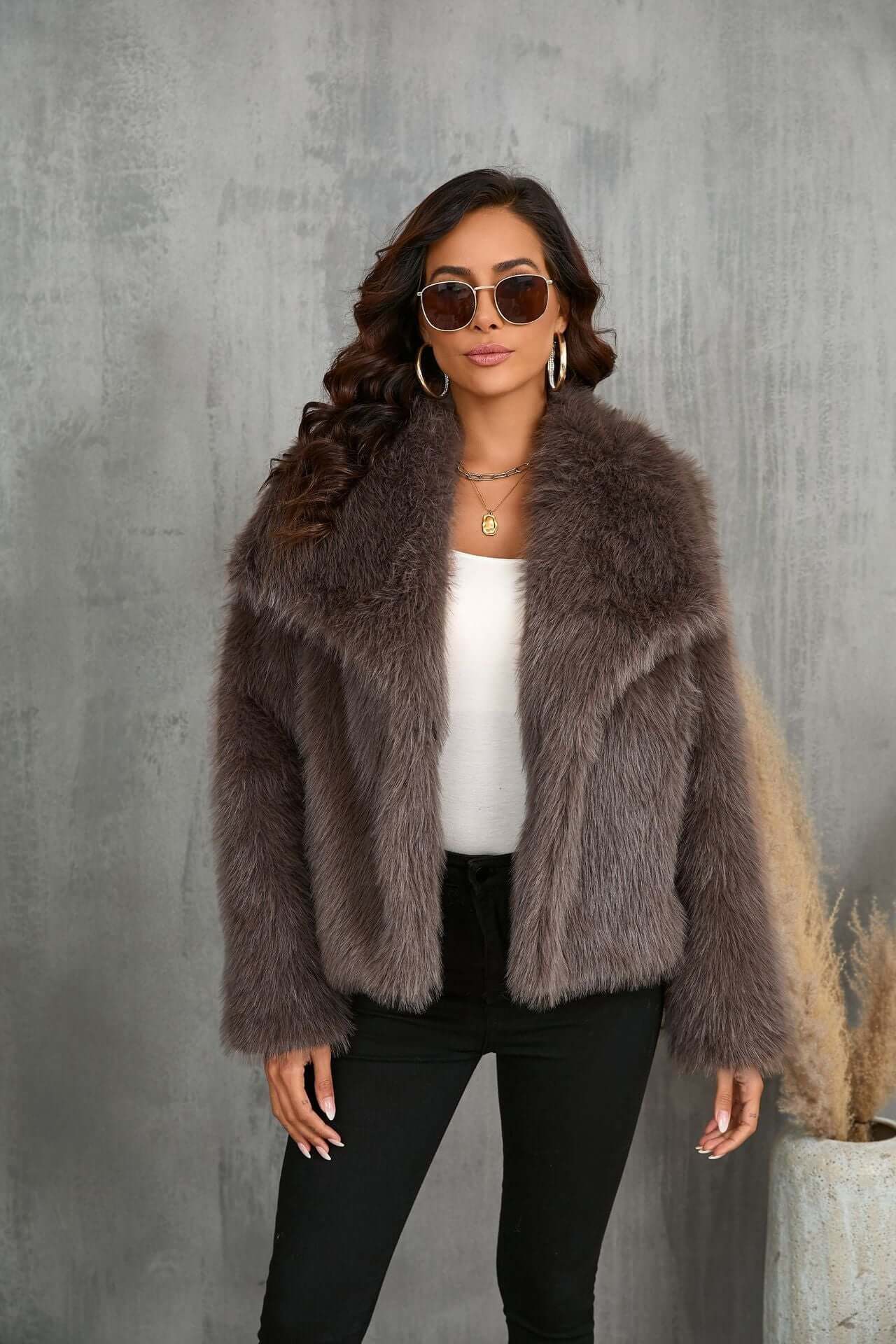 Brown Fake Fur Jacket