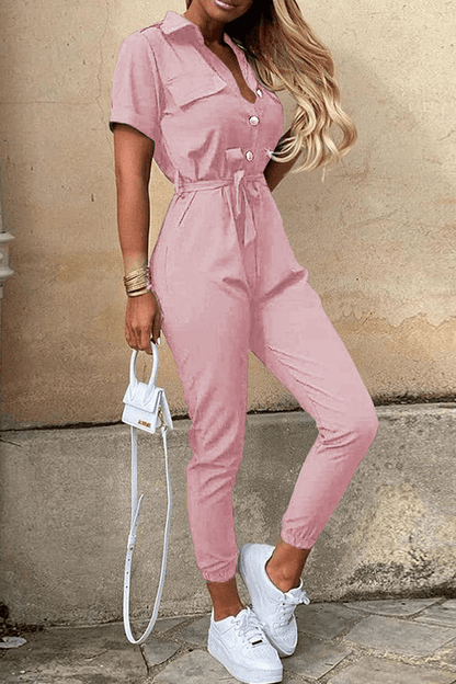 Ladies' Wrapped Belted One Piece Jumpsuit