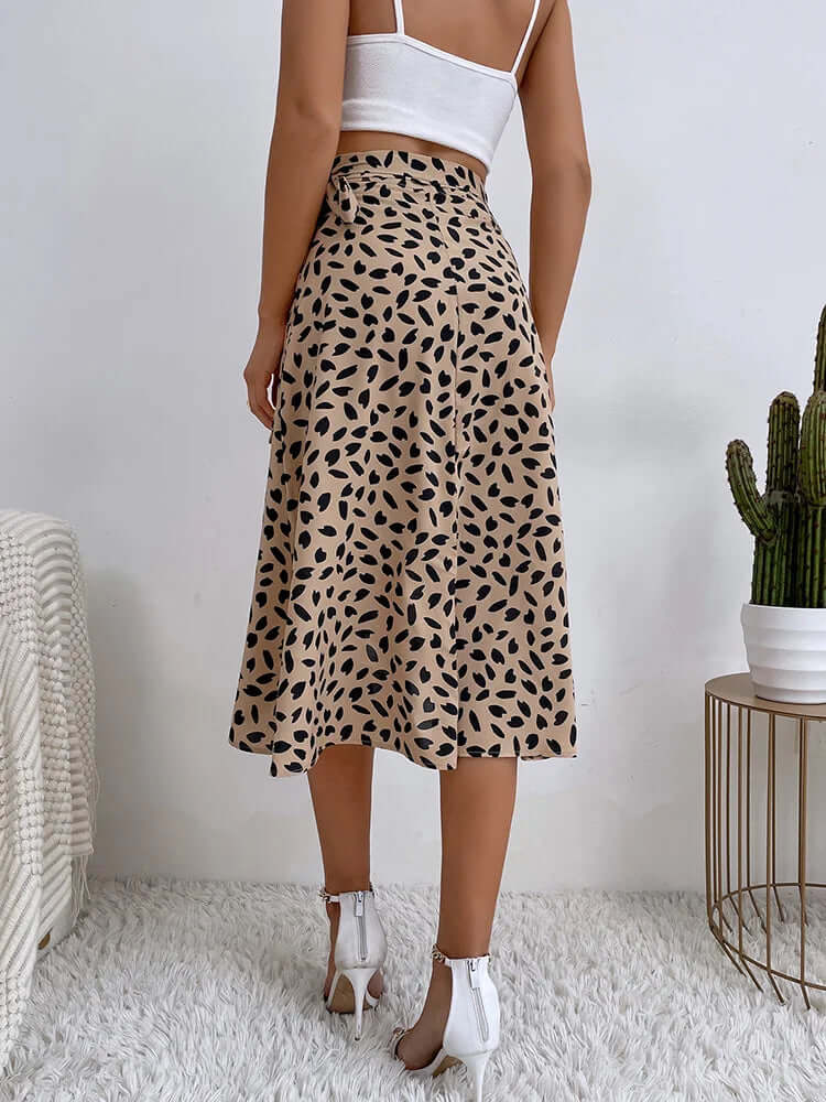 Floral Tie Waist Mid Length Skirt