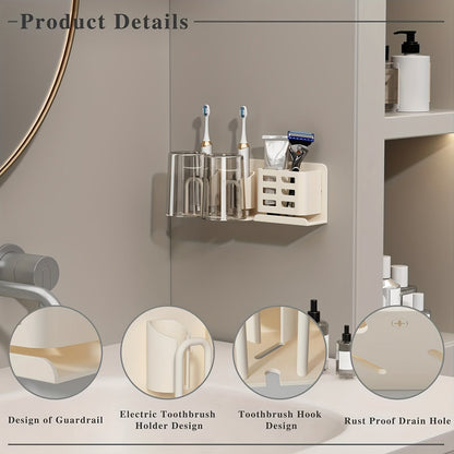 Sleek Wall Mount Toothbrush Holder with Drainage Slots