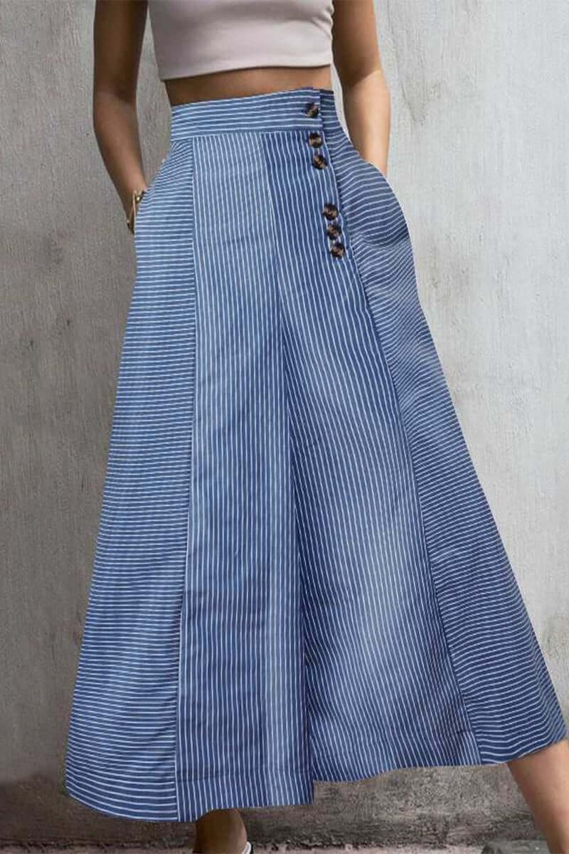 Fashionable Vertical Stripe High Waist Pants