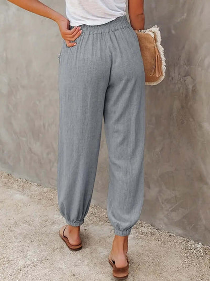 Comfortable Women's Drawstring Hemp Pants