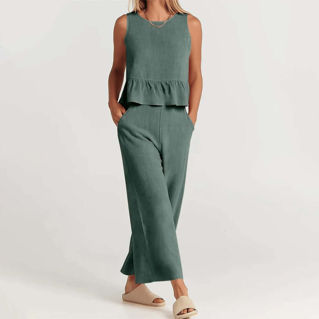 Ladies' Floral Off Shoulder Jumpsuit Set