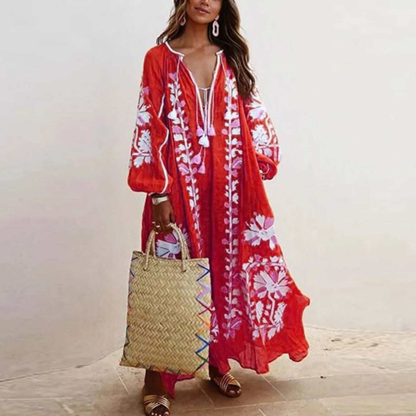 Large Floral Retro Style Dress
