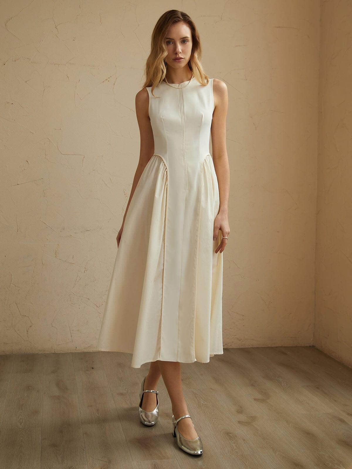 Flared Waist Knee Length Dress