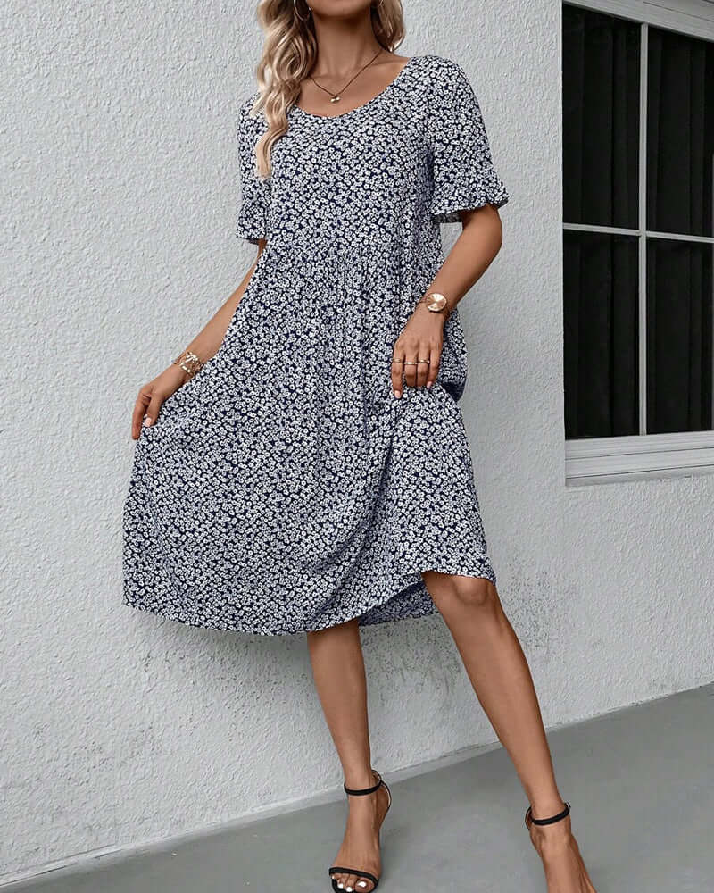 Airy Floral Print Summer Dress - Luxivelle