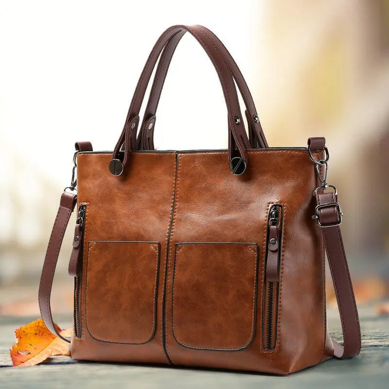 Classic Ladies Genuine Leather Tote Bag - Luxivelle