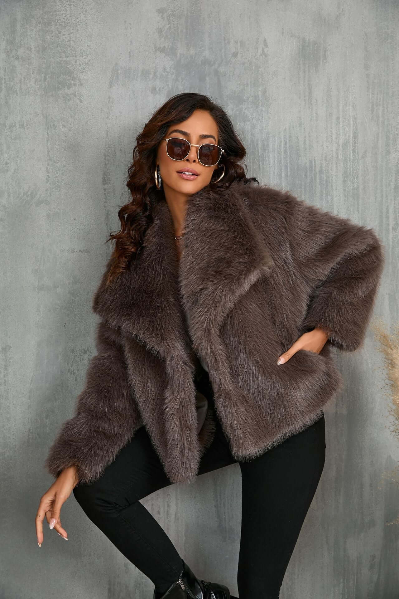 Brown Fake Fur Jacket