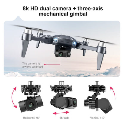 "8K HD Pro Drone with dual cameras, GPS, brushless motors in gray and orange, stylish and compact for aerial photography."