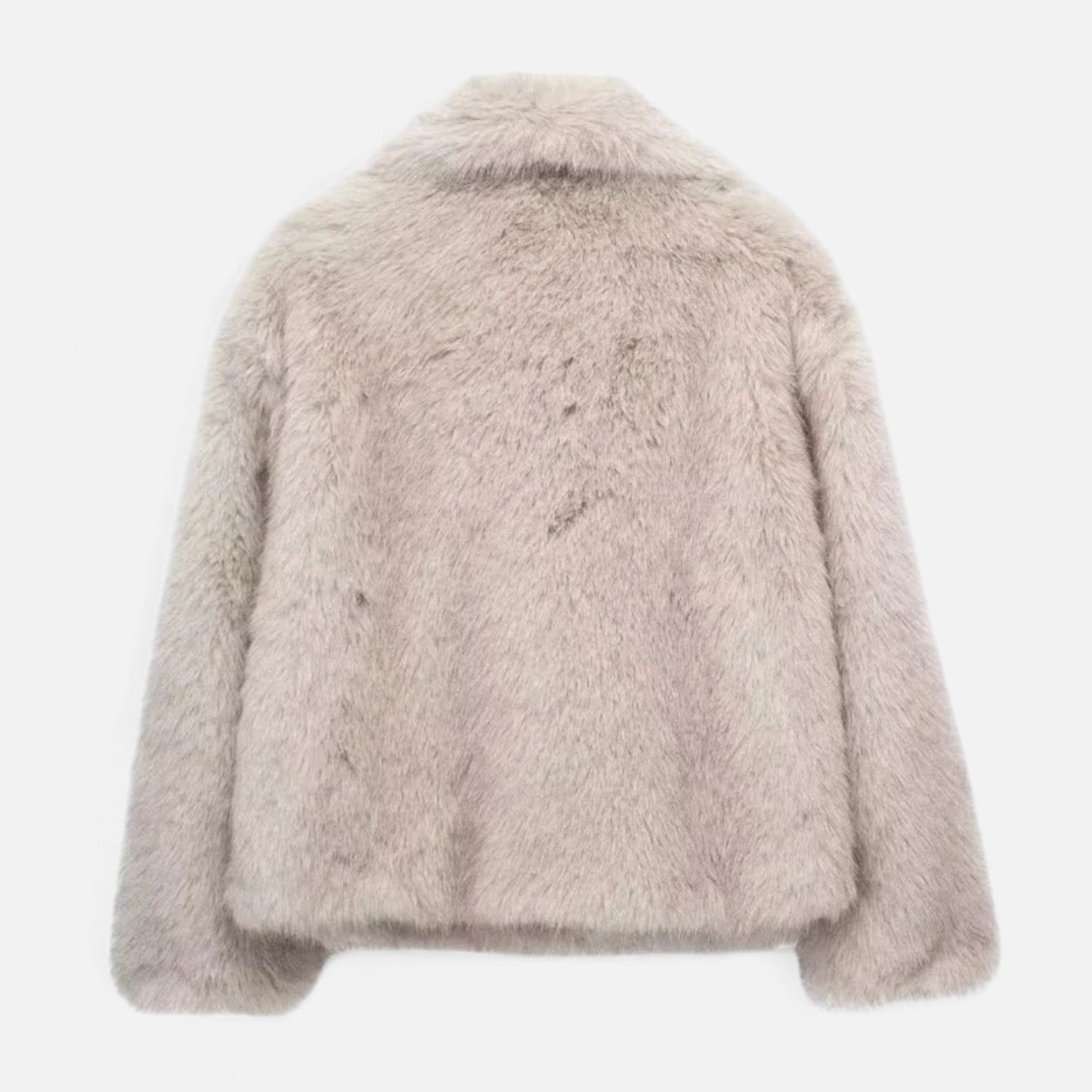 Short Puffer Winter Coat for Women with Faux Fur Collar