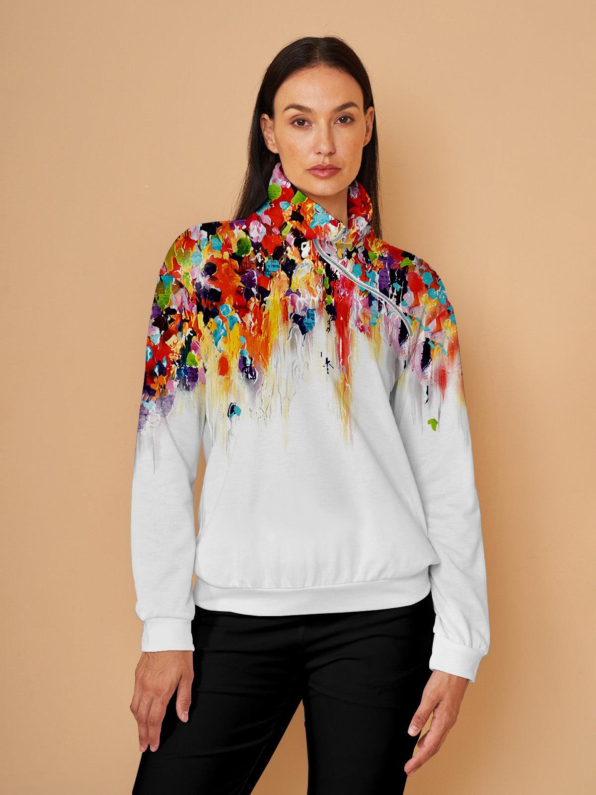 Graphic Print Golf Pullover Sweatshirt - Luxivelle