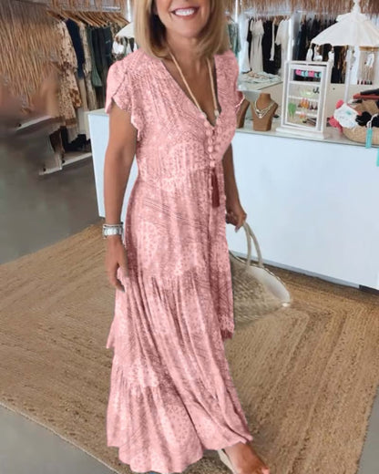 Classic Chic V-Neck Women's Dress