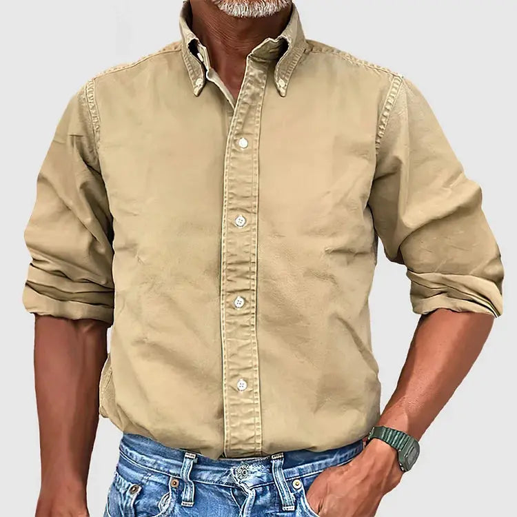 Classic Cotton Long Sleeve Mens Casual Button Down Shirt