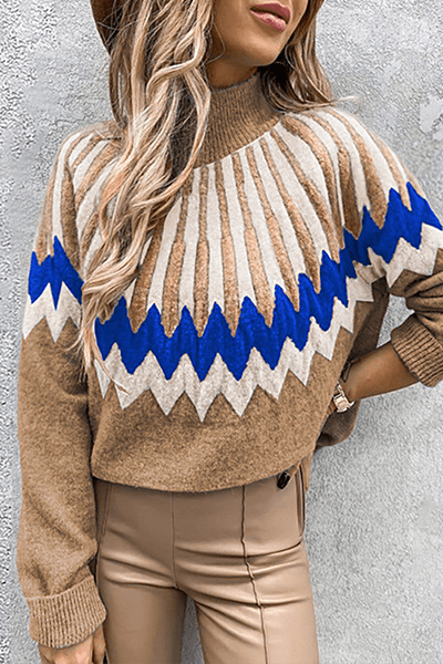 Ladies' Patterned Crew Neck Sweater