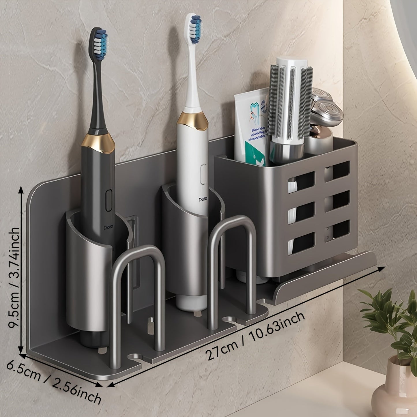 Sleek Wall Mount Toothbrush Holder with Drainage Slots