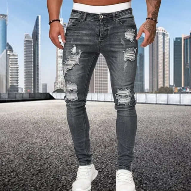 Slim Fit Fuzzy Black Jeans