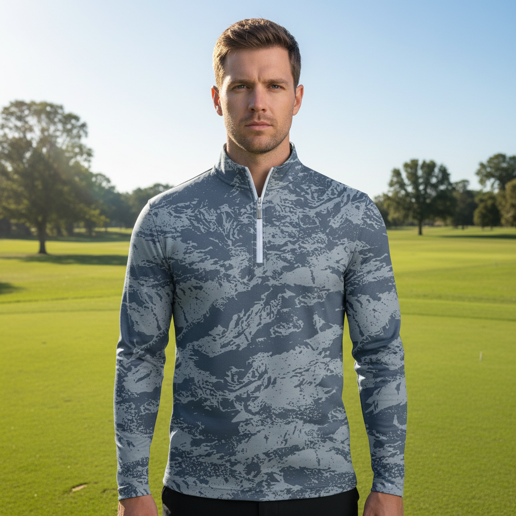 Moisture Wicking Mens Golf Quarter Zip Shirt UPF50