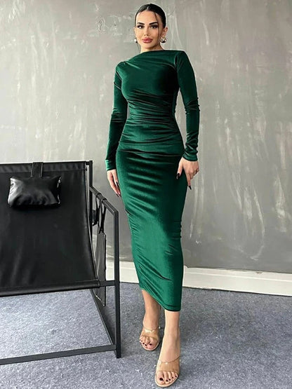 Fitted Women's Long Sleeve Party Dress - Luxivelle
