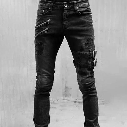 Slim Fit Distressed Biker Jeans for Men - Luxivelle