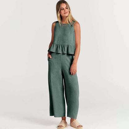 Ladies' Floral Off Shoulder Jumpsuit Set
