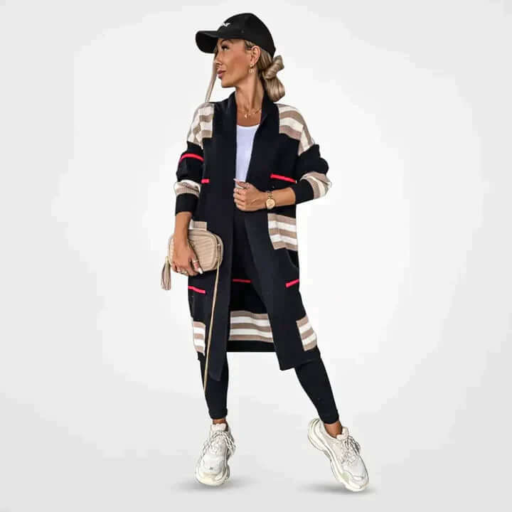 Ladies' Classic Horizontal Sweater Cardigan