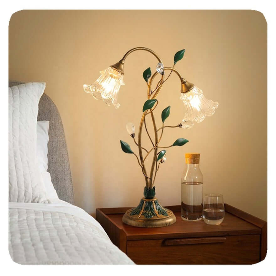 Luxurious Glass Floral Desk Lamp