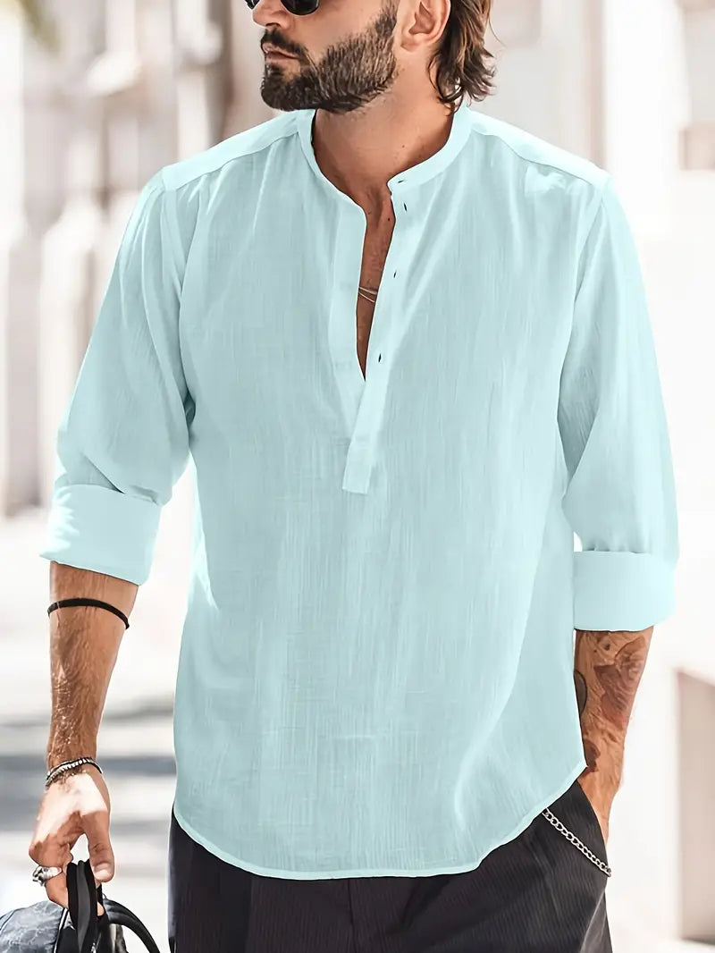 Hugo Men's Linen Shirt – Classic Design, Breathable Comfort-1