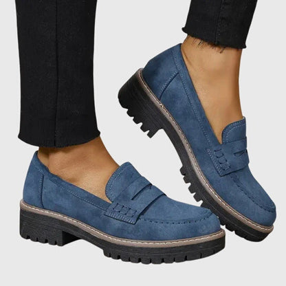 Ladies Thick Leather Slip On Shoes