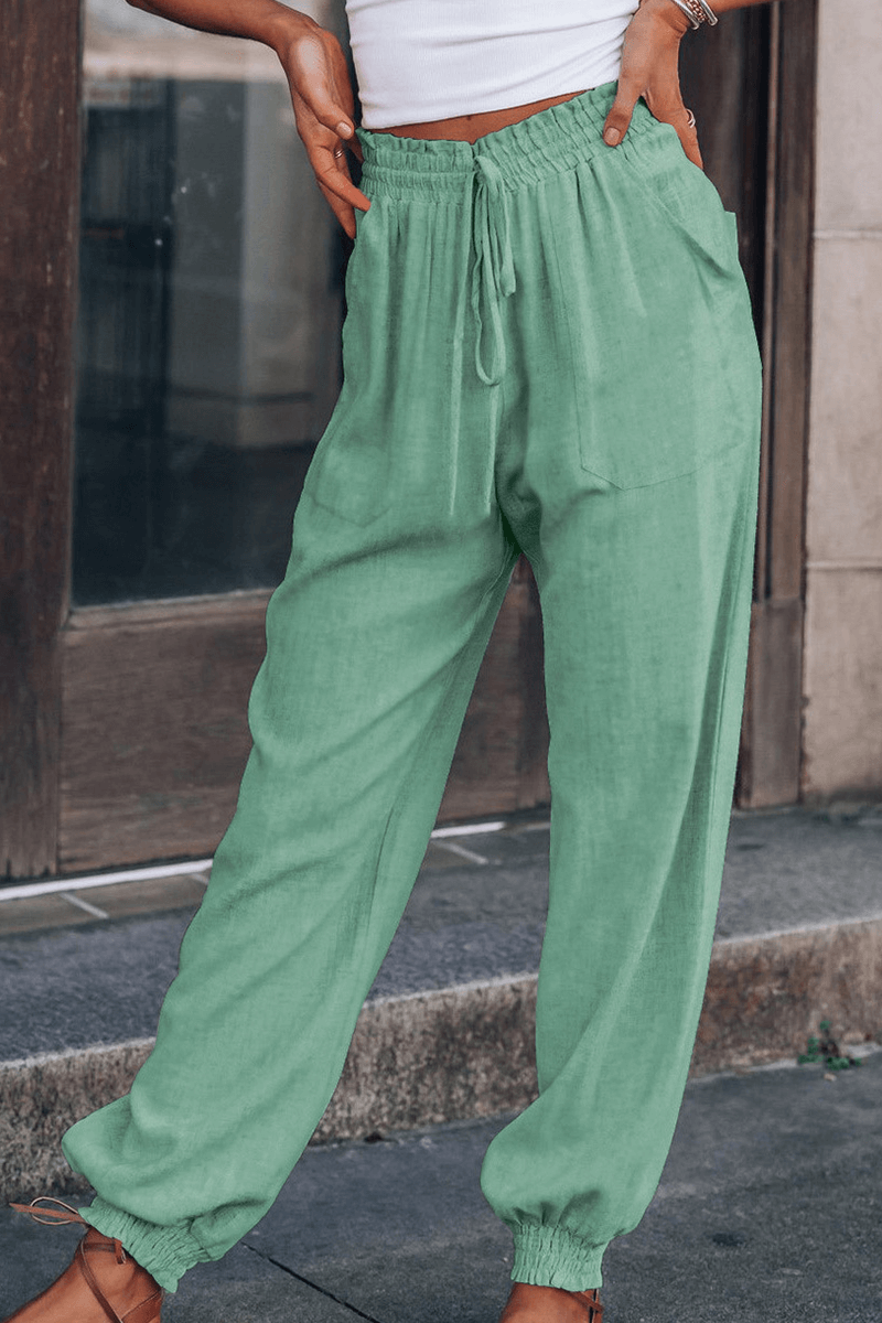 Women's Comfortable Mid-Rise Elastic Waist Trousers