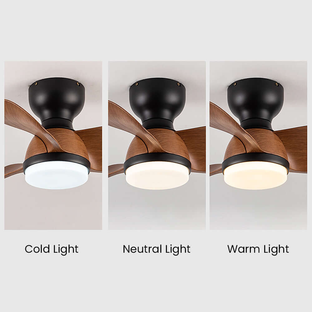 Stylish Wood Grain Ceiling Fan with LED Lighting